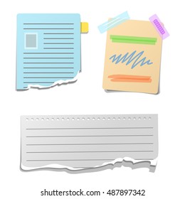 Sticker and note paper sheet sticky isolated on white background vector illustration
