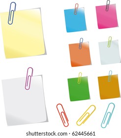 Sticker notes and  clips. Photo-realistic vector.