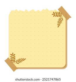 Sticker notes cute with dotted theme autumn brown leaves background.Vector illustration