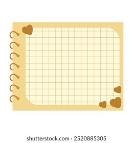 Sticker notes grid theme cute love brown vector illustration