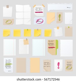 Sticker notes vector set  post paper stick reminder planning to do list for week pin sticky note isolated illustration.