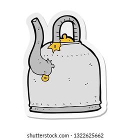 sticker of a old iron kettle cartoon