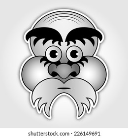 sticker - old man with a white beard and black overgrown eyebrows