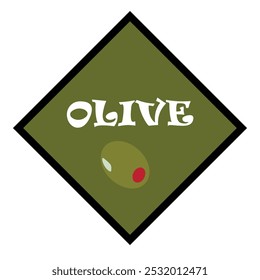 Sticker with olive background and an olive fruit 