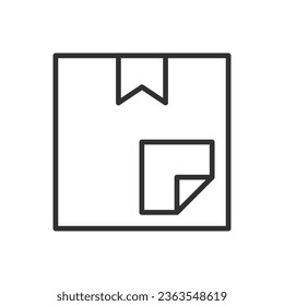 Sticker on the box, linear icon. Parcel labelling. Line with editable stroke