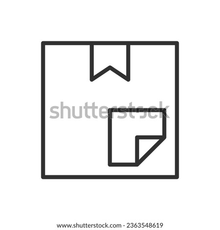 Sticker on the box, linear icon. Parcel labelling. Line with editable stroke