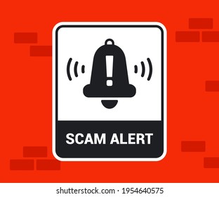 sticker on a brick wall fraud warning. flat vector illustration.
