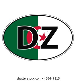 Sticker on car, flag Algerian Republic Algeria with the inscription DZ vector for print or website design for language buttons
