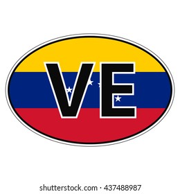 Sticker on car, flag Bolivarian Republic Venezuela with the inscription VE vector for print or website design for language buttons