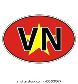 Sticker on car, flag Republic of Vietnam with the inscription VN vector for print or website design for language buttons