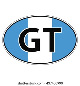 Sticker on car, flag Republic  Guatemala with the inscription gt vector for print or website design for language buttons