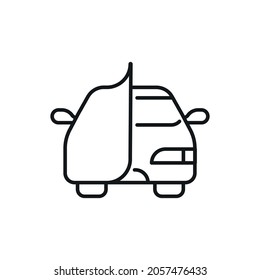 Pegar en el icono lineal del coche. Ilustración personalizable de línea delgada. Dibujo de contorno aislado del vector. Trazo editable