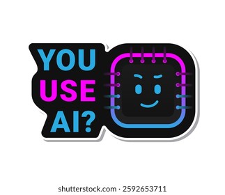 Sticker on the theme of artificial intelligence with the text «do you use AI?»