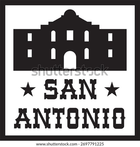 A sticker on the theme of historical events in the city of San Antonio