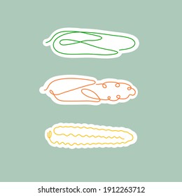 Sticker one line art style corn. Abstract creative food in minimalism design. Hand drawn vector illustration. 