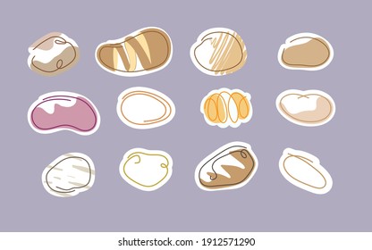 Sticker one line art style potato. Abstract creative food in minimalism design. Hand drawn vector illustration. 