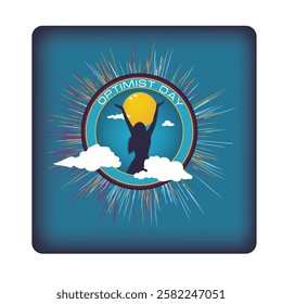 Sticker for Optimist Day, vector illustration