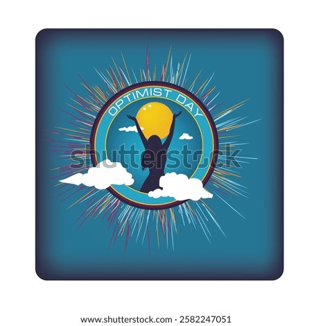 Sticker for Optimist Day, vector illustration