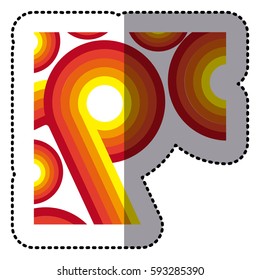sticker orange abstract retro lines and curved with splash color vector illustration
