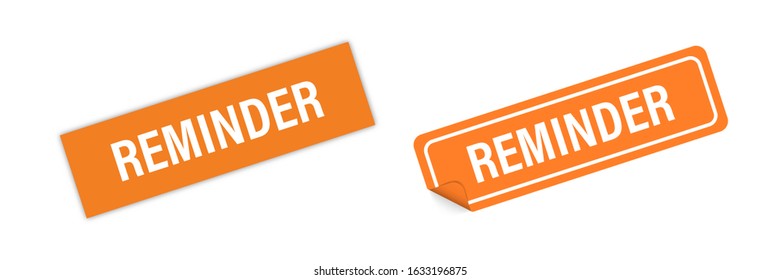 Sticker orange reminder vector isolated. Curved corner with shadows. Banner sale tag. Price flyer label. EPS 10