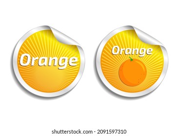Aufkleber mit orangefarbenem Zeichen. Vektorgrafik.