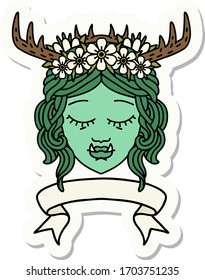 sticker of a orc druid character face with banner