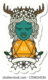 sticker of a orc druid character with natural twenty dice roll