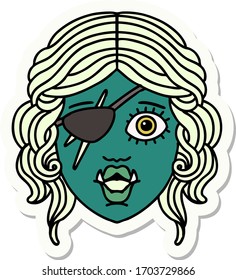 sticker of a orc rogue character face
