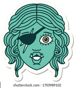 sticker of a orc rogue character face