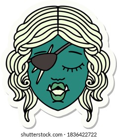 sticker of a orc rogue character face