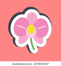 Sticker orchid. Beautiful flowers elements.
