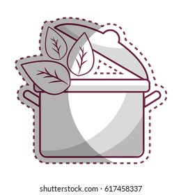 sticker organ food with pot kitchen and leaves