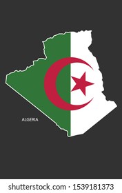 Sticker outline map of the Algeria, flag Algeria.