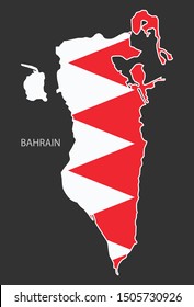 Sticker outline map of the Bahrain, flag Bahrain.