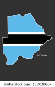 Sticker outline map of the Botswana, flag Botswana.