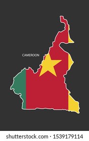 Sticker outline map of the Cameroon, flag Cameroon.