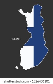 Sticker outline map of the Finland, flag Finland.