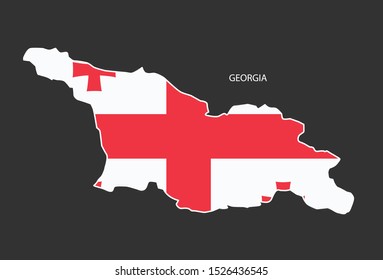 Sticker outline map of the Georgia, flag Georgia.
