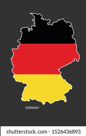 Sticker outline map of the Germany, flag Germany.