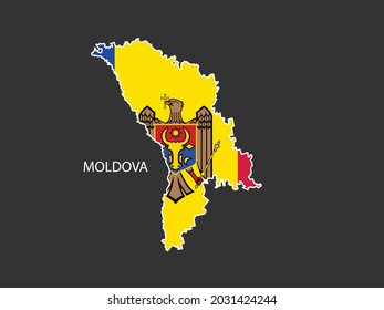 Mapa de esquema de sticker de la bandera Moldavia, Moldavia.
