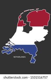 Sticker outline map of the Netherlands, flag Netherlands.