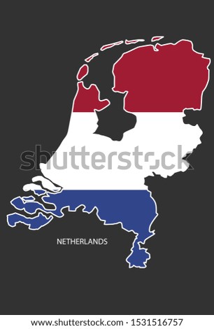 Sticker outline map of the Netherlands, flag Netherlands.