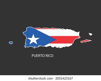 Sticker outline map of the Puerto Rico, Puerto Rico flag.
