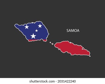 Sticker outline map of the Samoa, Samoa flag.