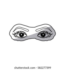 sticker outline woman with open eyes vector illustration