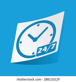 Sticker with overnight daily icon, isolated on blue
