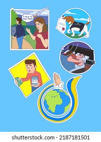 Sticker Pack about Ukraine. EPS 10 vector illustration. 