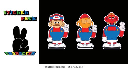 Sticker pack character. Sticker character asets for your business or creativity