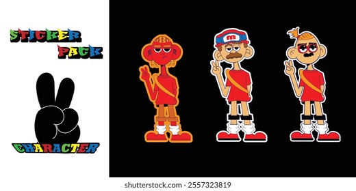 Sticker pack character. Sticker character asets for your business or creativity