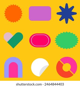 Sticker pack, Collection of pop art pins, Set of cool patches vector design, Abstract retro badges
